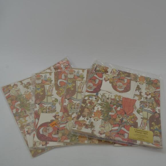 4 Lot Christmas Wraps-Up Santa's Workshop 2 24"x30" Sheets - Picture 15 of 16